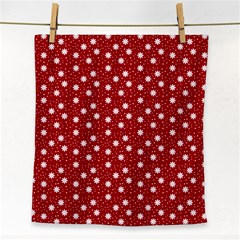 Floral Dots Red Face Towel