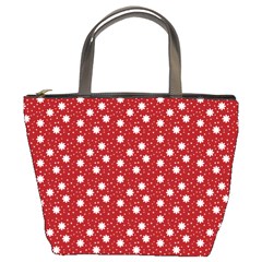 Floral Dots Red Bucket Bags