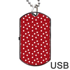 Floral Dots Red Dog Tag Usb Flash (one Side) by snowwhitegirl