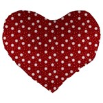 Floral Dots Red Large 19  Premium Heart Shape Cushions Front