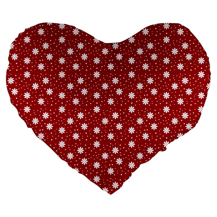 Floral Dots Red Large 19  Premium Heart Shape Cushions