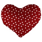 Floral Dots Red Large 19  Premium Heart Shape Cushions Back