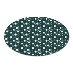 Floral Dots Teal Oval Magnet by snowwhitegirl