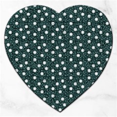 Floral Dots Teal Jigsaw Puzzle (heart) by snowwhitegirl