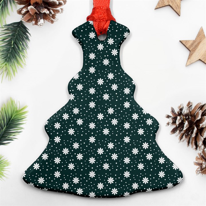 Floral Dots Teal Ornament (Christmas Tree) 