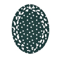 Floral Dots Teal Oval Filigree Ornament (two Sides) by snowwhitegirl