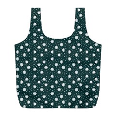 Floral Dots Teal Full Print Recycle Bags (l)  by snowwhitegirl