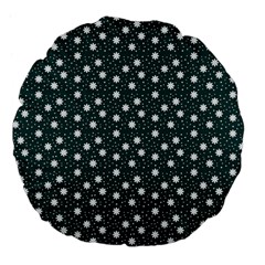 Floral Dots Teal Large 18  Premium Flano Round Cushions by snowwhitegirl