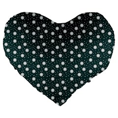 Floral Dots Teal Large 19  Premium Flano Heart Shape Cushions by snowwhitegirl