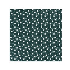 Floral Dots Teal Small Satin Scarf (square) by snowwhitegirl