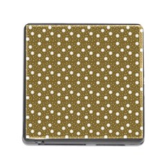 Floral Dots Brown Memory Card Reader (square)