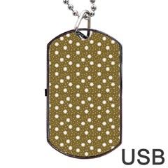 Floral Dots Brown Dog Tag Usb Flash (two Sides) by snowwhitegirl