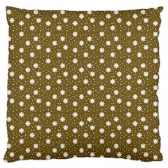 Floral Dots Brown Large Flano Cushion Case (two Sides) by snowwhitegirl