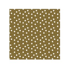 Floral Dots Brown Small Satin Scarf (square) by snowwhitegirl