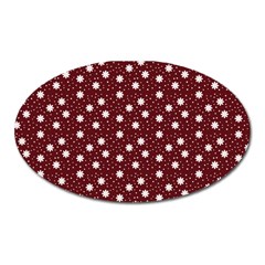 Floral Dots Maroon Oval Magnet by snowwhitegirl