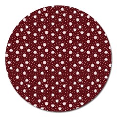 Floral Dots Maroon Magnet 5  (round) by snowwhitegirl