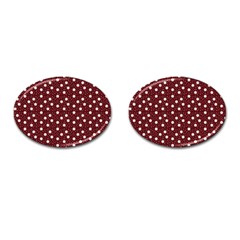 Floral Dots Maroon Cufflinks (oval) by snowwhitegirl