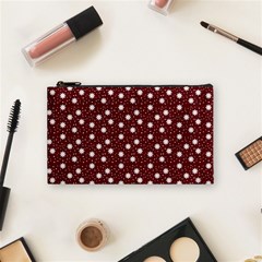 Floral Dots Maroon Cosmetic Bag (small)  by snowwhitegirl