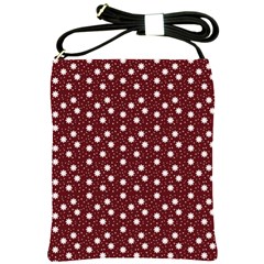 Floral Dots Maroon Shoulder Sling Bags by snowwhitegirl