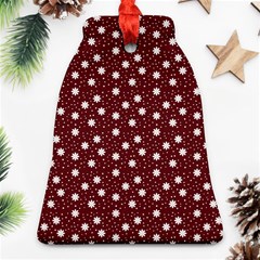 Floral Dots Maroon Bell Ornament (two Sides) by snowwhitegirl