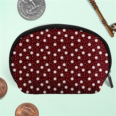 Floral Dots Maroon Accessory Pouches (large)  by snowwhitegirl