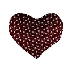 Floral Dots Maroon Standard 16  Premium Flano Heart Shape Cushions by snowwhitegirl