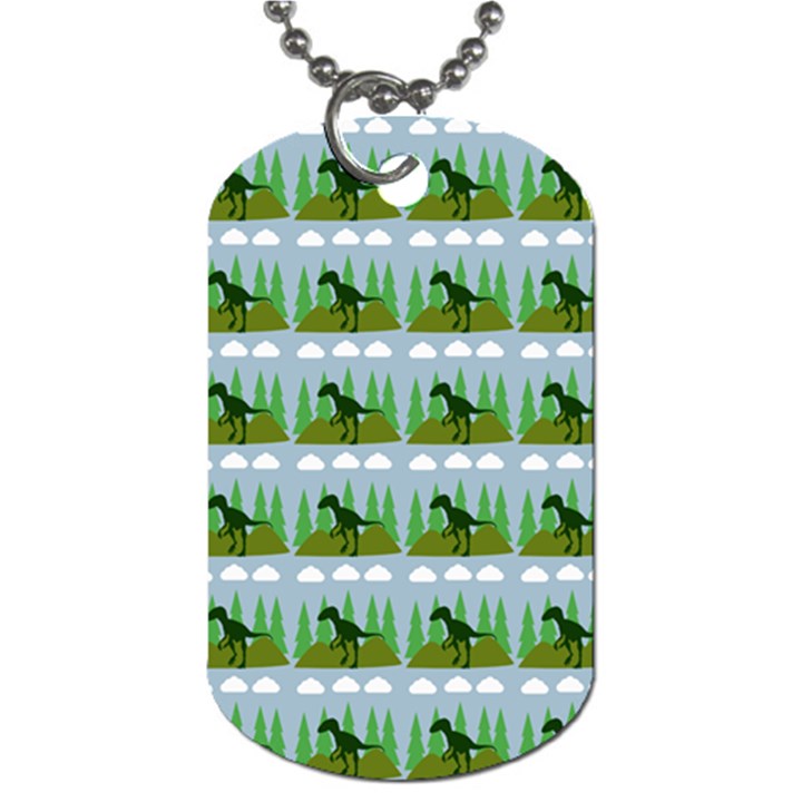 Dino In The Mountains Blue Dog Tag (One Side)