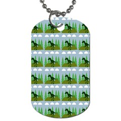 Dino In The Mountains Blue Dog Tag (two Sides) by snowwhitegirl