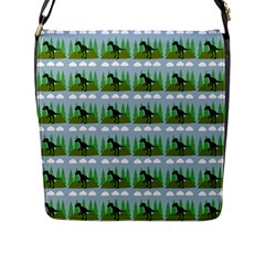 Dino In The Mountains Blue Flap Messenger Bag (l)  by snowwhitegirl