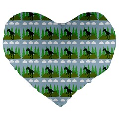 Dino In The Mountains Blue Large 19  Premium Flano Heart Shape Cushions by snowwhitegirl