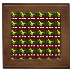 Dino In The Mountains Red Framed Tiles by snowwhitegirl