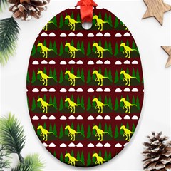 Dino In The Mountains Red Ornament (oval) by snowwhitegirl