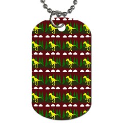 Dino In The Mountains Red Dog Tag (one Side) by snowwhitegirl