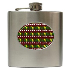 Dino In The Mountains Red Hip Flask (6 Oz)