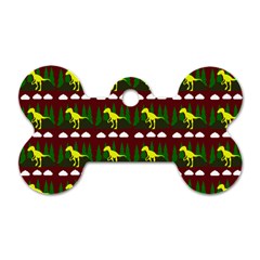 Dino In The Mountains Red Dog Tag Bone (one Side) by snowwhitegirl