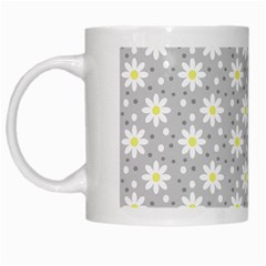 Daisy Dots Grey White Mugs by snowwhitegirl