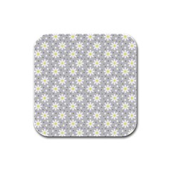 Daisy Dots Grey Rubber Square Coaster (4 Pack)  by snowwhitegirl