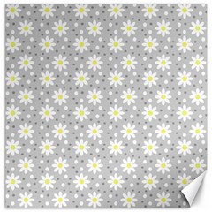 Daisy Dots Grey Canvas 16  X 16   by snowwhitegirl