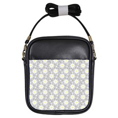 Daisy Dots Grey Girls Sling Bags by snowwhitegirl