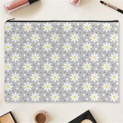 Daisy Dots Grey Cosmetic Bag (xxxl)  by snowwhitegirl