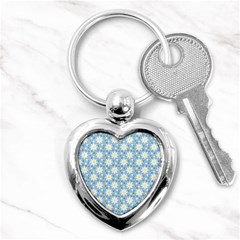 Daisy Dots Light Blue Key Chains (heart)  by snowwhitegirl