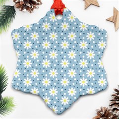 Daisy Dots Light Blue Snowflake Ornament (two Sides) by snowwhitegirl