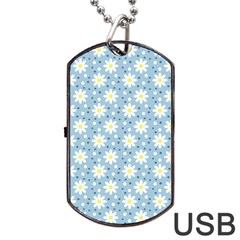 Daisy Dots Light Blue Dog Tag Usb Flash (two Sides) by snowwhitegirl