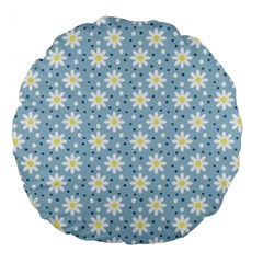 Daisy Dots Light Blue Large 18  Premium Round Cushions by snowwhitegirl