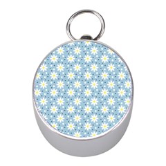 Daisy Dots Light Blue Mini Silver Compasses by snowwhitegirl