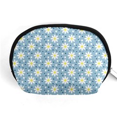 Daisy Dots Light Blue Accessory Pouches (medium)  by snowwhitegirl