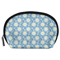 Daisy Dots Light Blue Accessory Pouches (large)  by snowwhitegirl