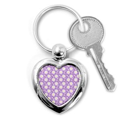 Daisy Dots Lilac Key Chains (heart)  by snowwhitegirl