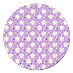 Daisy Dots Lilac Magnet 5  (round) by snowwhitegirl