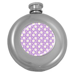 Daisy Dots Lilac Round Hip Flask (5 Oz) by snowwhitegirl